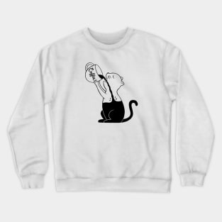 Cat full of coffee black Crewneck Sweatshirt